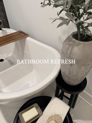 Little bathroom refresh to help us all feel like it’s just a normal day. 🫧🫶🏼 #asmr #momlife #bathroomcleaning #showercle