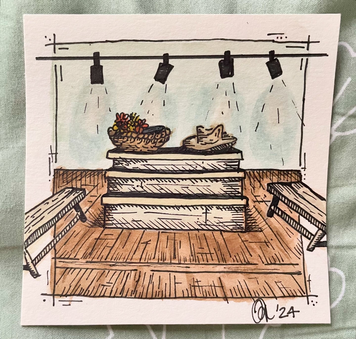 Some beautiful art from @jamieand99 !! 

Thanks for capturing the Oklahoma! set🥹🤠

 #art #painting #setdesign #theatre