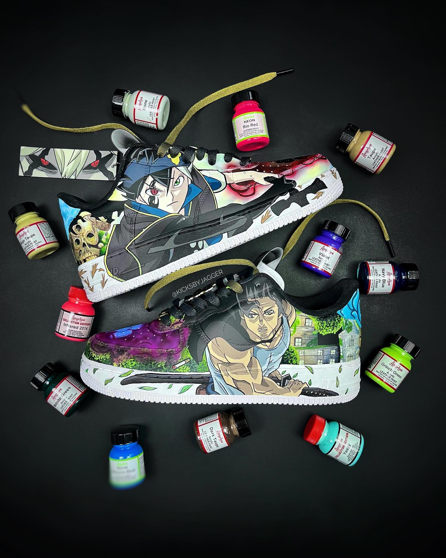 ♣️BLACK CLOVER AF1’s♣️⁣
⁣
Seeing progress in my art is so rewarding. I love stepping back from a project and thinking, “