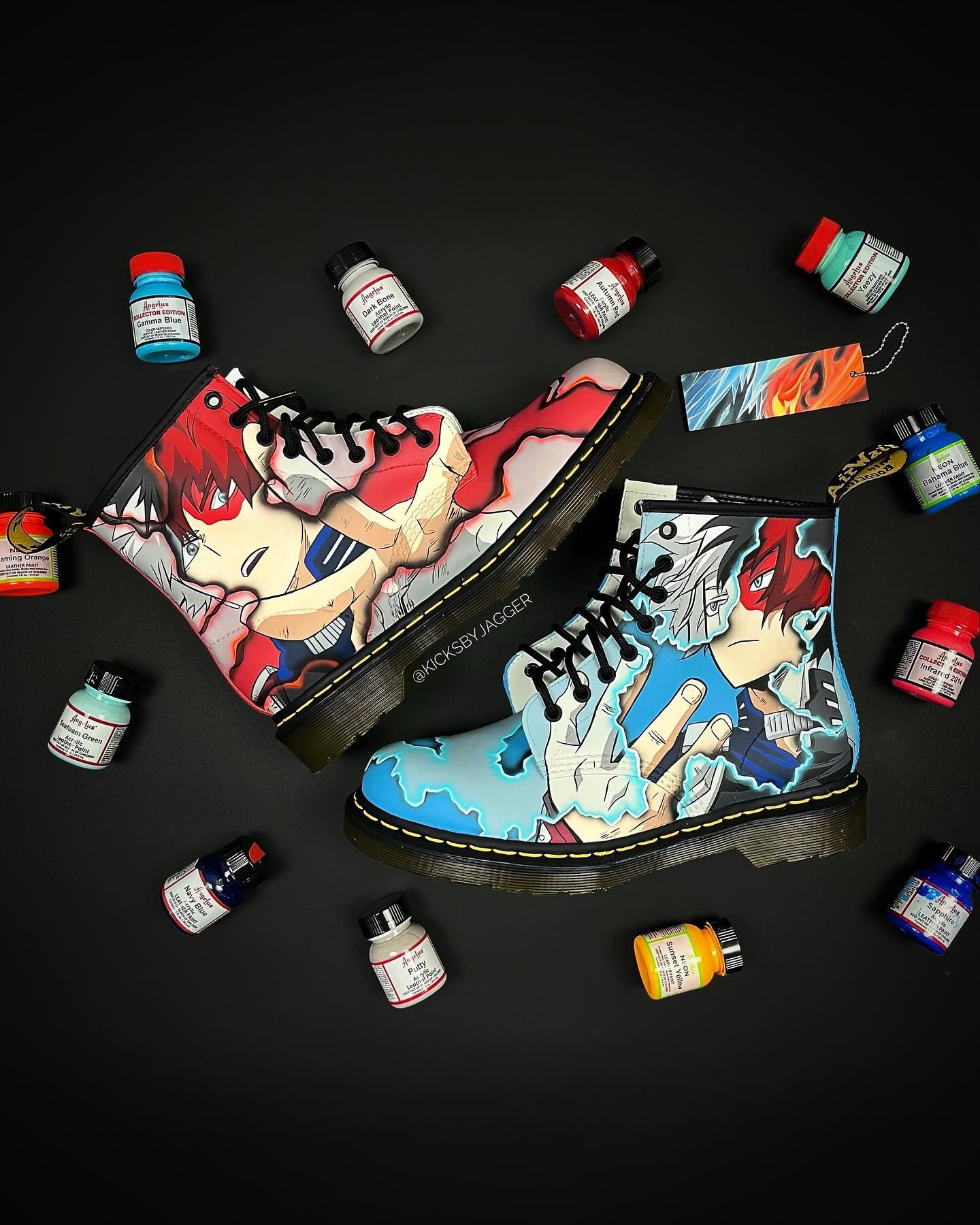 🩵❤️SHOTO TODOROKI DR. MARTENS❤️🩵⁣
⁣
From the moment I created this design, I knew it was going to be a blast to make. It