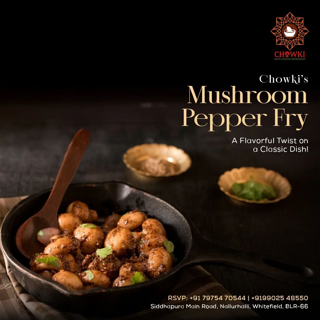 Spice Up Your Meal with Mushroom Pepper Fry: A Tasty Take on a Traditional Favorite! 

#FlavorFusion #TwistOnATradition 