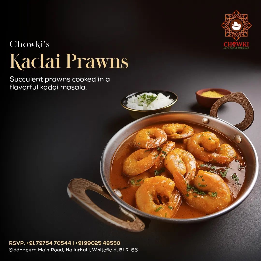 Prawn Perfection: Juicy prawns infused with rich kadai spices. Dive into a burst of flavors! 

#PrawnMagic #FlavorFusion