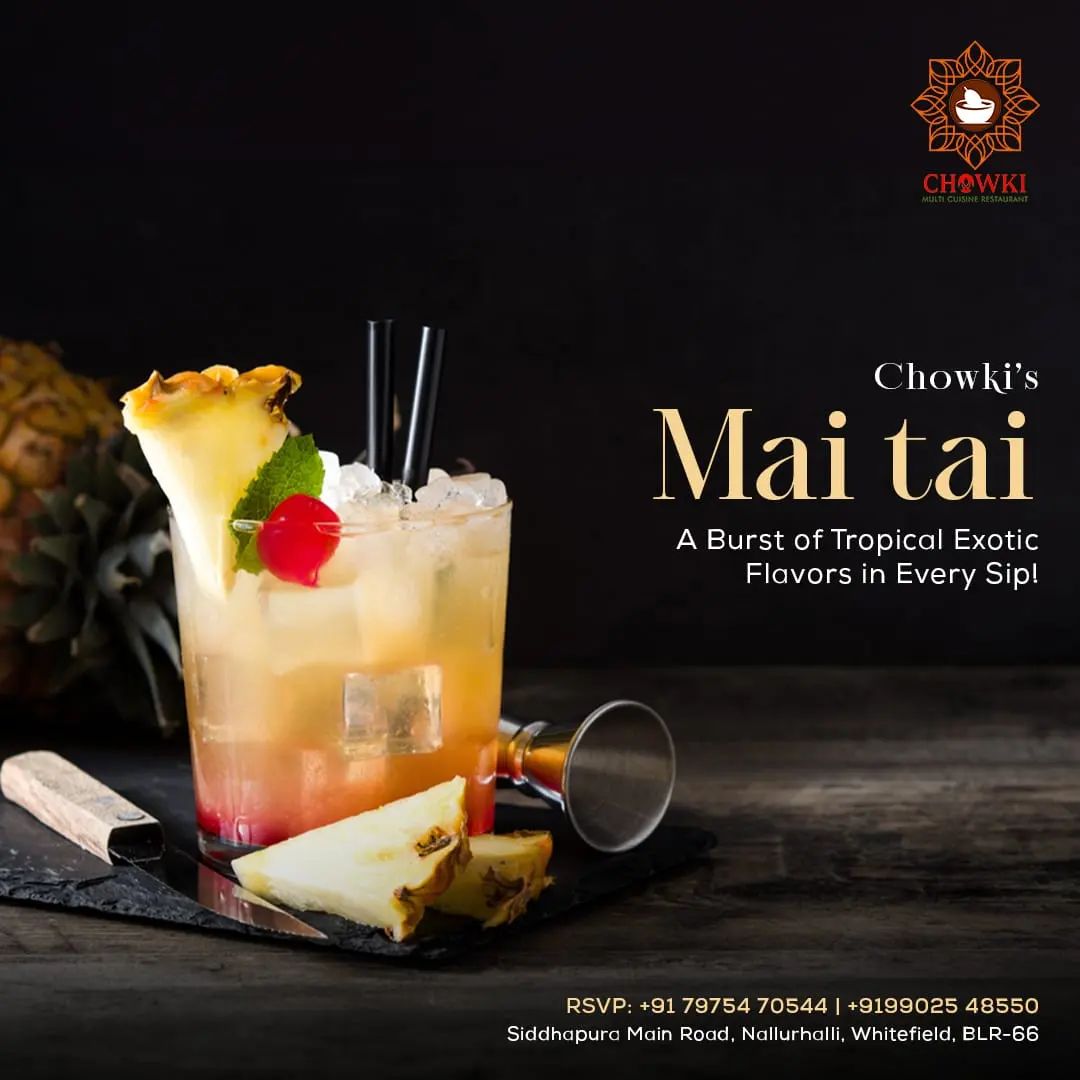 Escape to island vibes with our handcrafted Mai Tai. 

Every sip is a tropical fiesta of flavors - a delicious dance of 