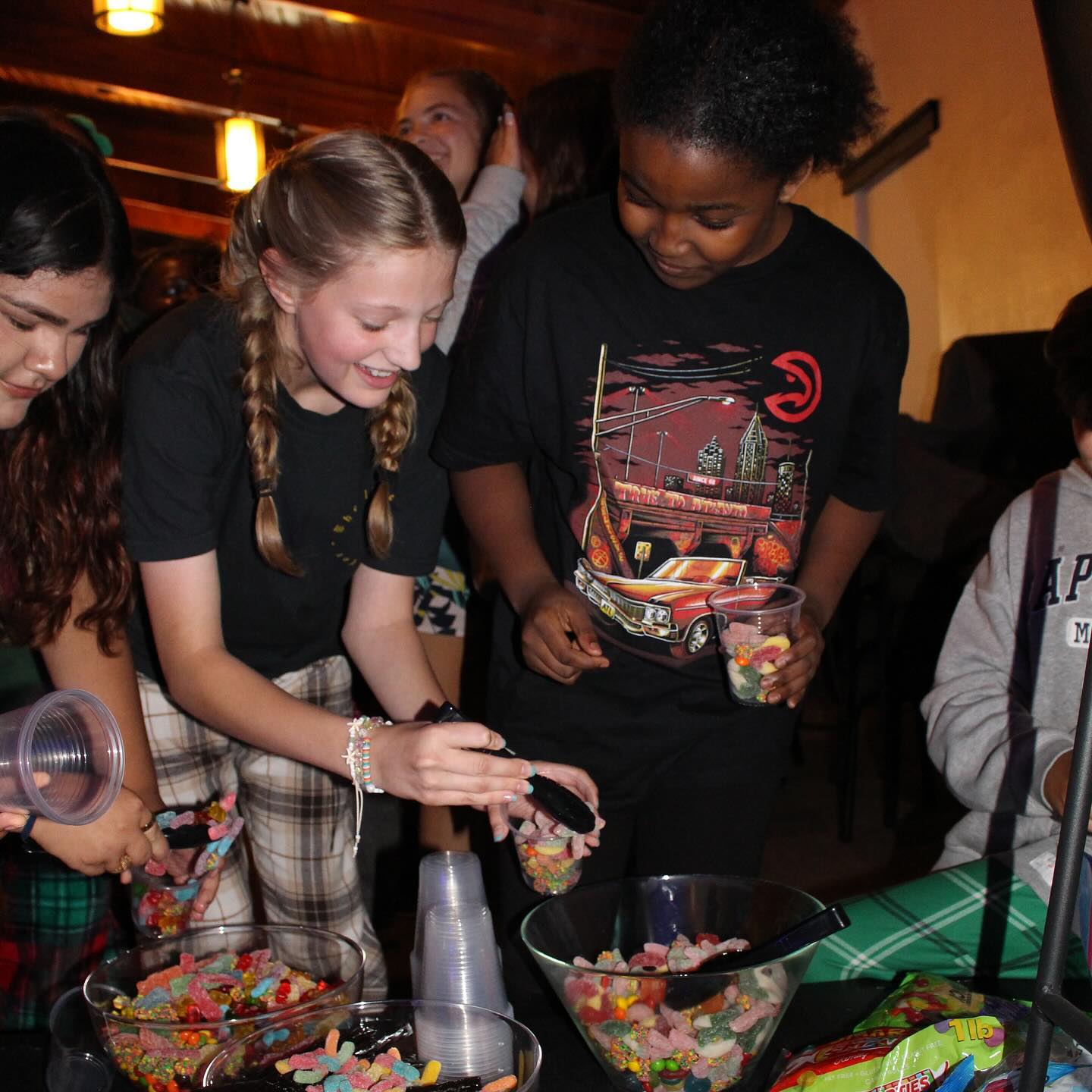 Movie + Pizza + Candy Salad + PJs = 🤩