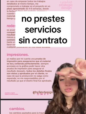 contrato si trabjas x tu cuenta SIEMPRE 💘 (estoy segura que aplica a todos los rubros) luv 💘 graphic design studio  espa