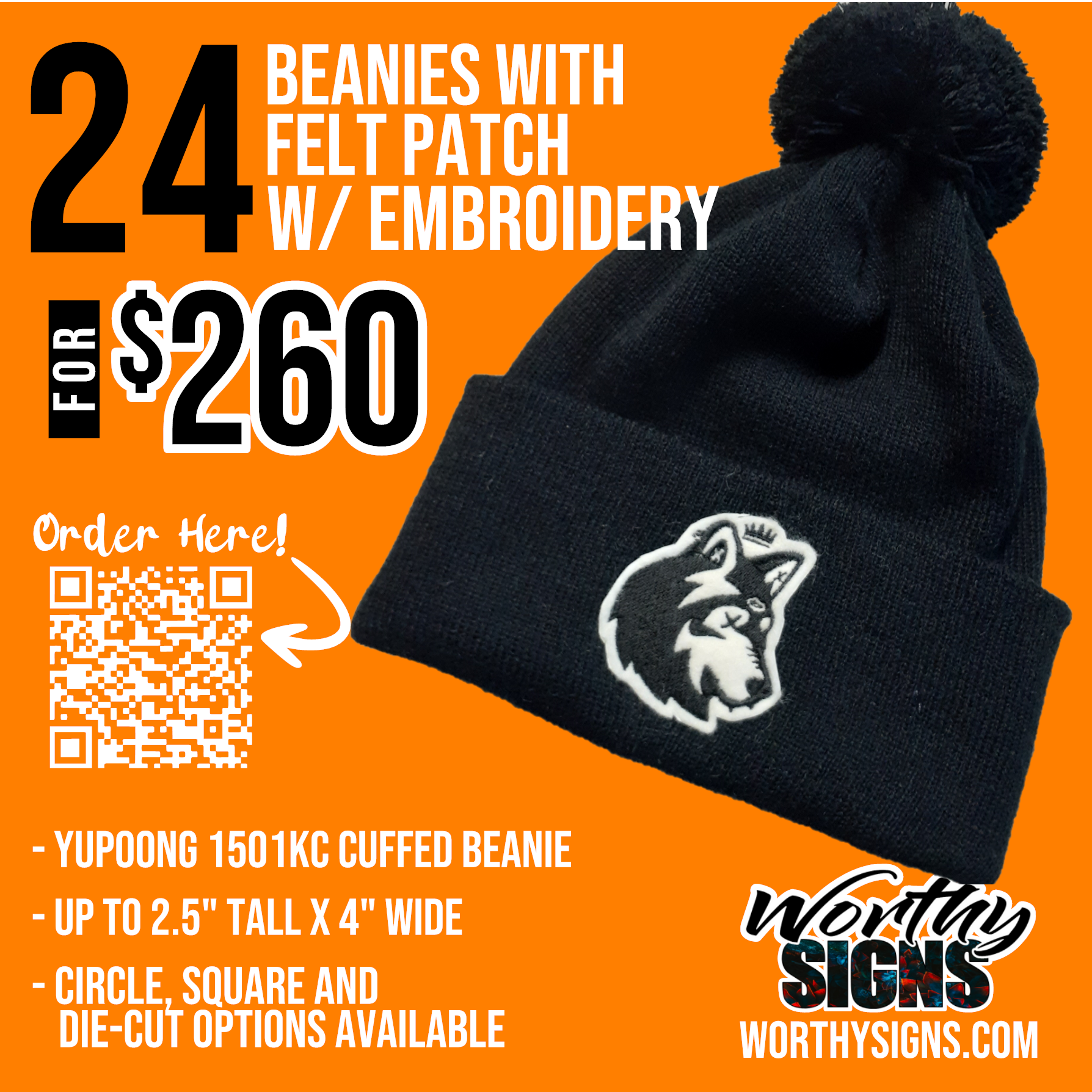 24 Custom Beanies W/ Felt Applique thumbnail