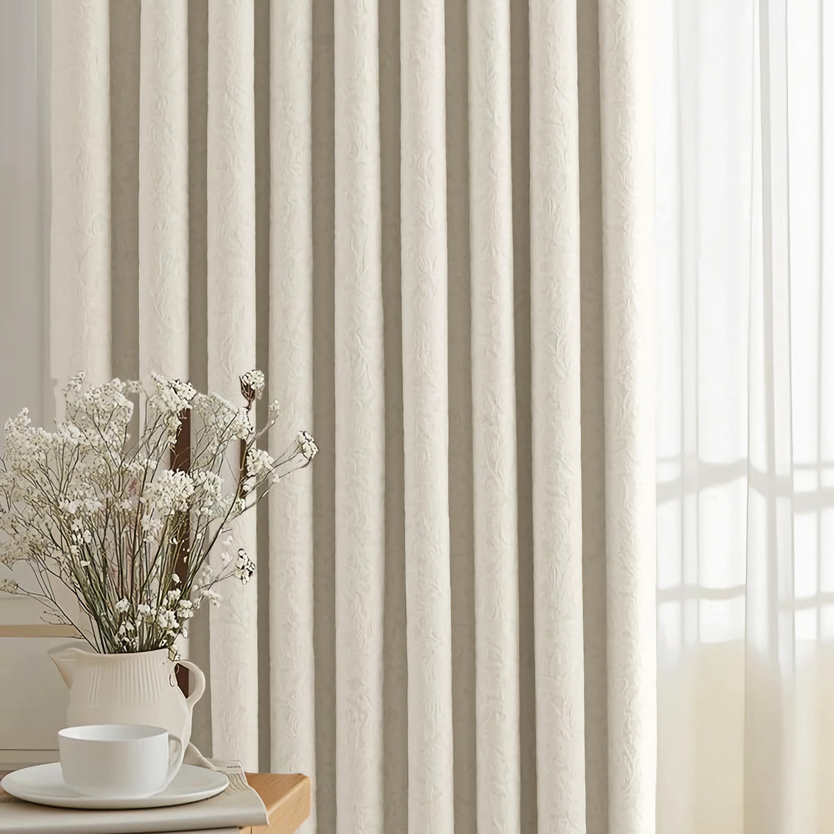 Windsor Jacquard Floral Blackout Curtains Heavyweight Classic Custom D thumbnail