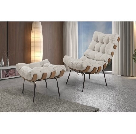 Poltrona com Puff costela super moderna e confortável 👌 thumbnail