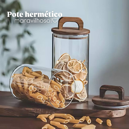 Potes Herméticos com tampa de bambu e alça super chique ✨ thumbnail