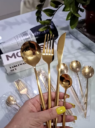 Jogo de talheres dourado ✨ thumbnail