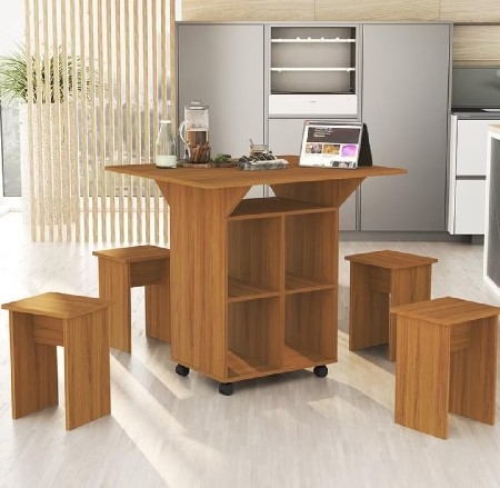 Mesa dobrável com 4 bancos de encaixe perfeita pra quem tem pouco espaço 🤌🏻 thumbnail