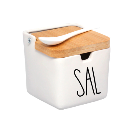 LINK 239 - SALEIRO DE CERÂMICA COM TAMPA DE BAMBU (SHOPEE) thumbnail
