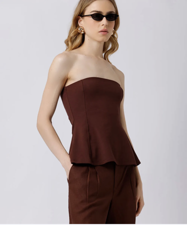 Blusa sem alça marrom  thumbnail