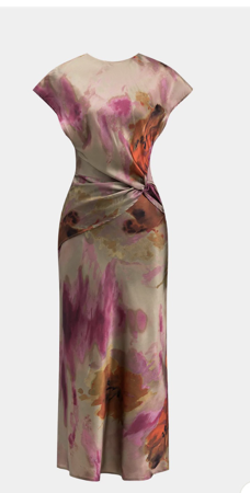 Tie Dye Ruched Cut Out Button Twist Knot Midi Dress thumbnail