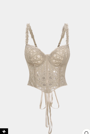 Lace Trim Bustier Corset Tie-Back Cami Top thumbnail