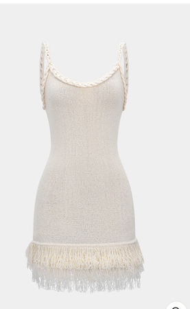 Knit Fringe Braided Backless Slip Sleeveless Dress thumbnail