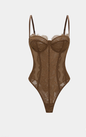 Mesh Sheer Patchwork Bustier Corset Slip Sleeveless Bodysuit thumbnail