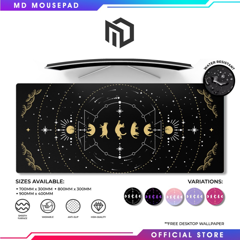 MD Mousepad | Neko Moon | Extended Large Gaming Mouse pad Deskmat thumbnail