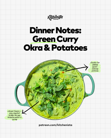 Dinner Notes: Green Curry Okra & Potatoes | The Kitchenista Diaries thumbnail