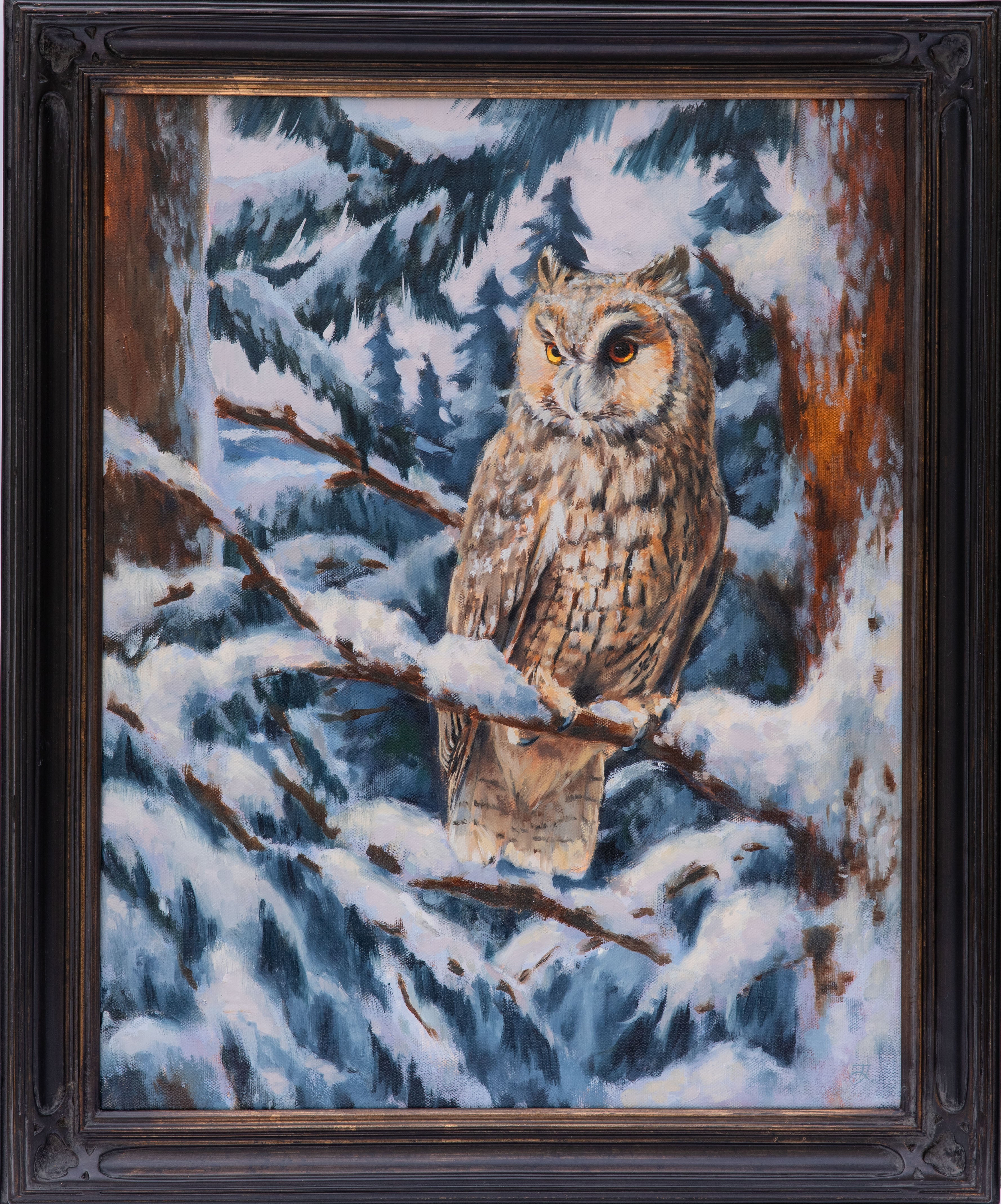 "In the Somber Depths of January" 16x20 original oil painting. Framed thumbnail