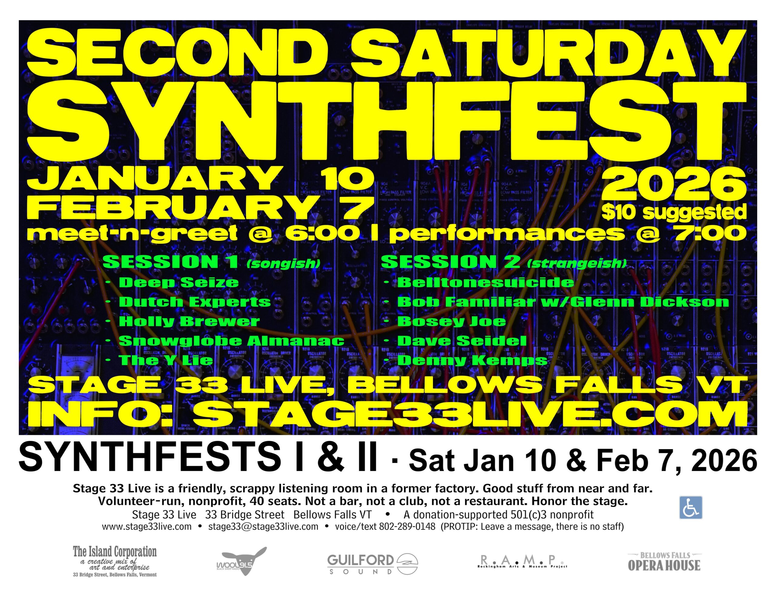 Tickets for 1/10/26, Saturday: Synthfest • Stage 33 Live thumbnail