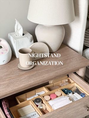 Breastfeeding mom nightstand organization! All 🔗 on my ST under POSTPARTUM NIGHTSTAND list #nurseryorganization #nesting