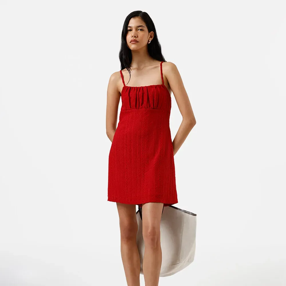 vestido curto alça fina feminino de laise vermelho thumbnail