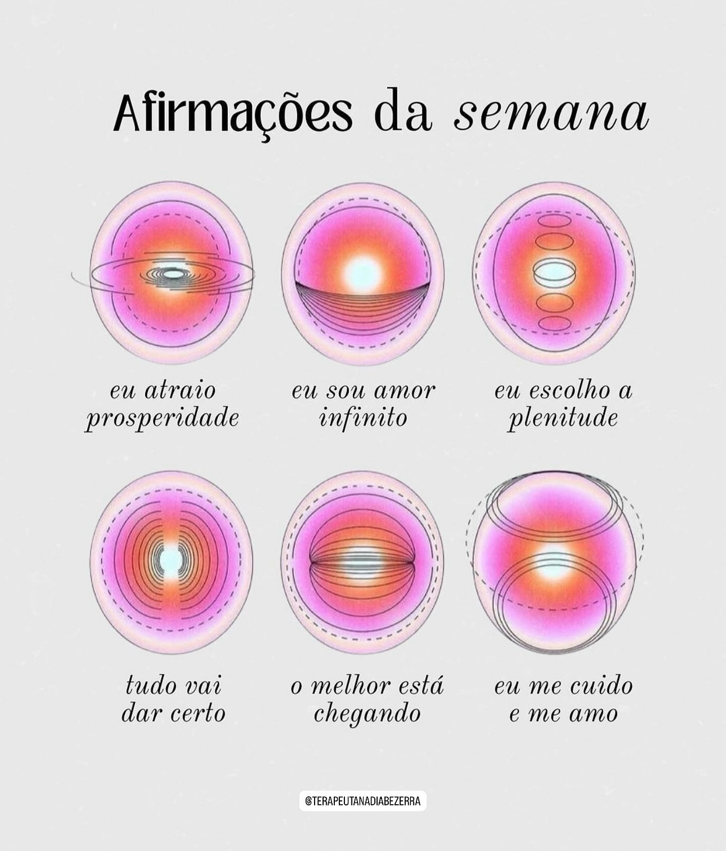 ✨ Afirmações da Semana ✨

Inicie sua semana com energia positiva e afirmativas que transformam! Lembre-se sempre:

🔹 Eu 
