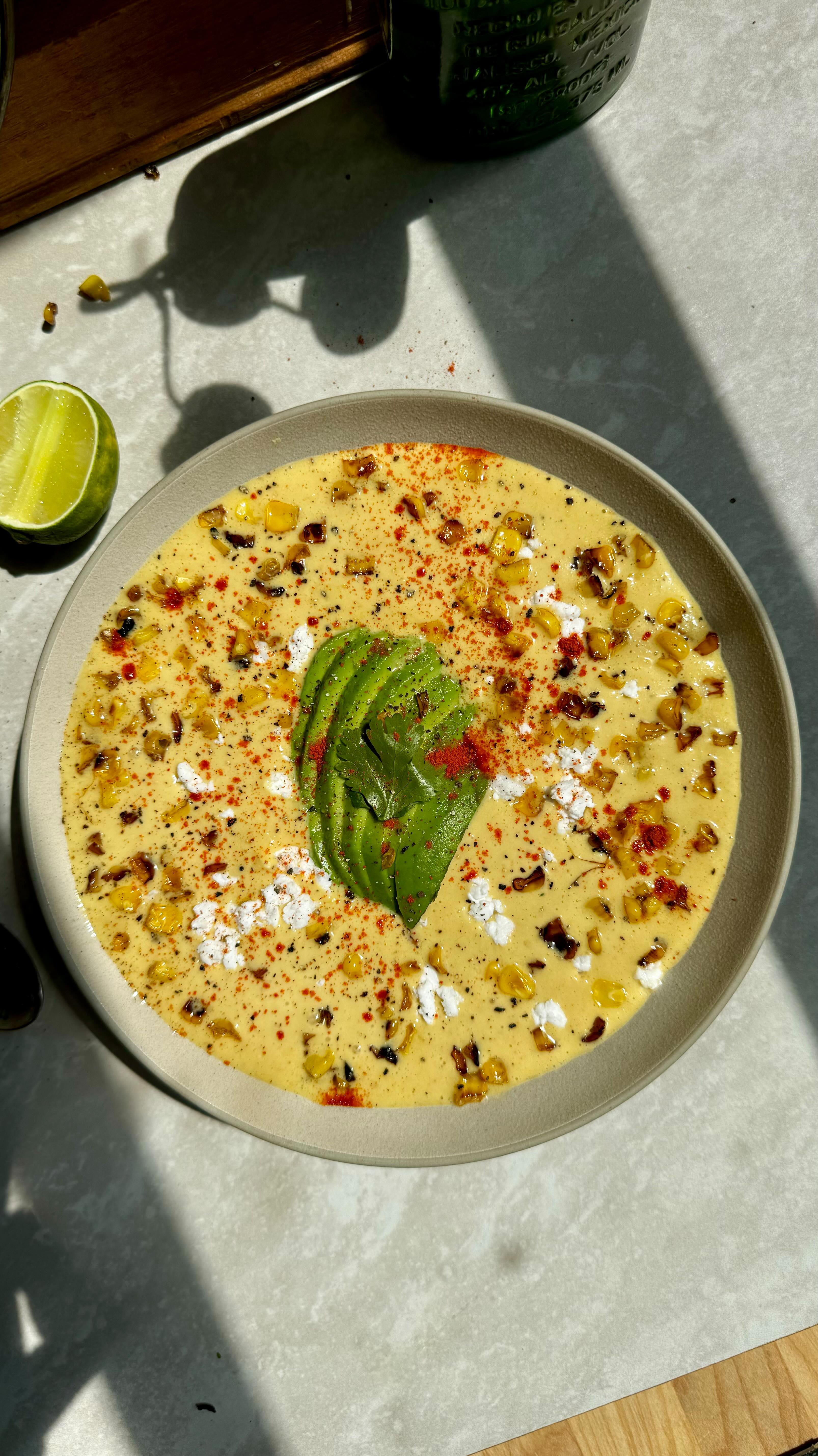 elote (cold) soup because i’m tired of little niblets in my teeth! 

i could not get the idea of the most perfect summer