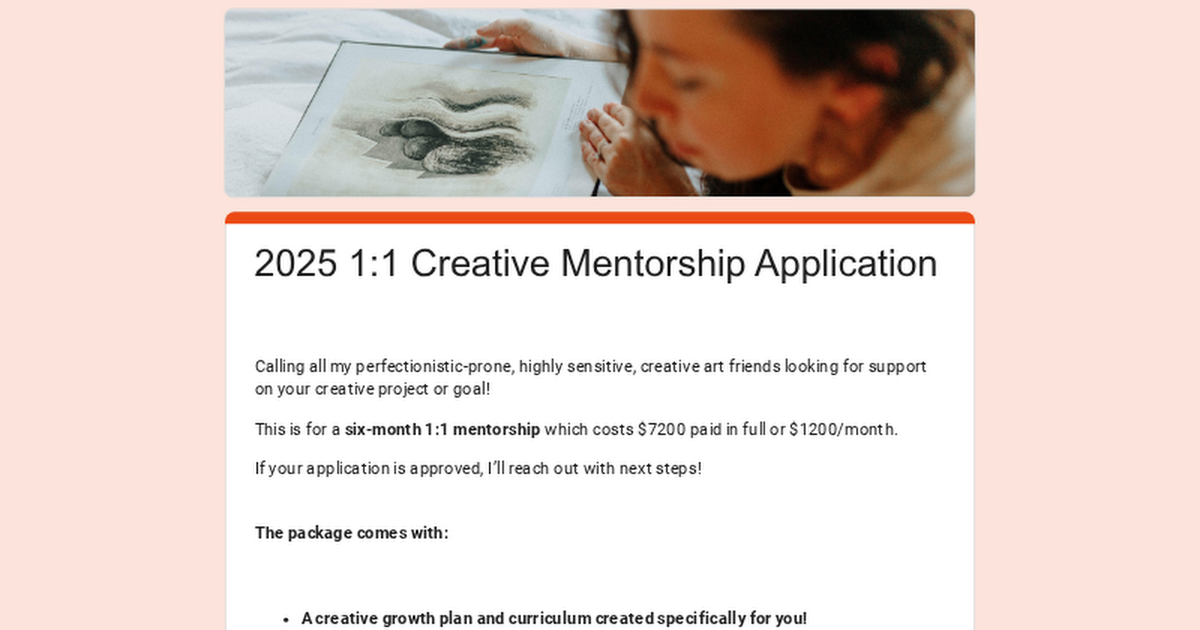 2026 1:1 Creative Mentorship Application   thumbnail