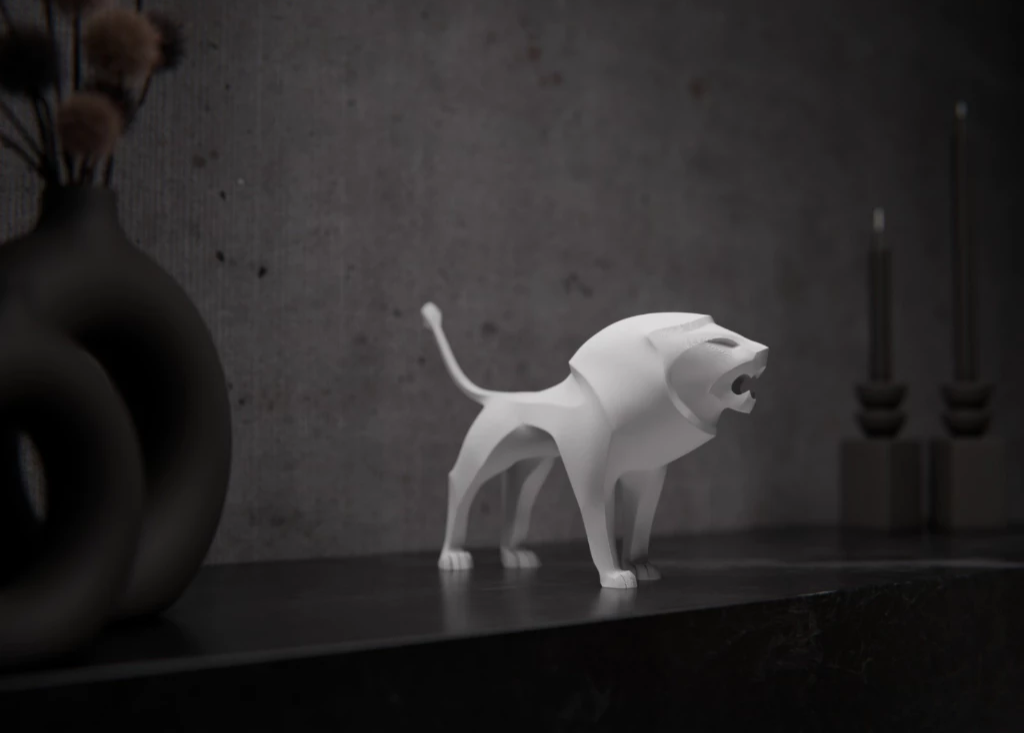 Escultura Leão Minimalista - Impressão 3D thumbnail
