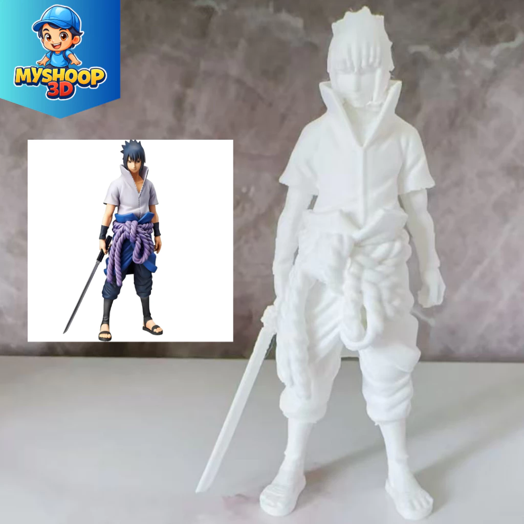 Escultura Cor Branco Sasuke Uchiha, Naruto, Goku, Kratos, Batman, Iron Man, Hulk, Super Man l Impressão 3D l 10cm Altura thumbnail