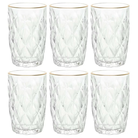 Jogo 6 copos diamond borda dourada  thumbnail