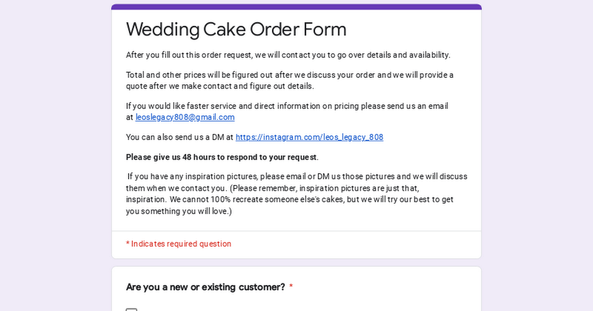 Wedding Cake Order Form thumbnail