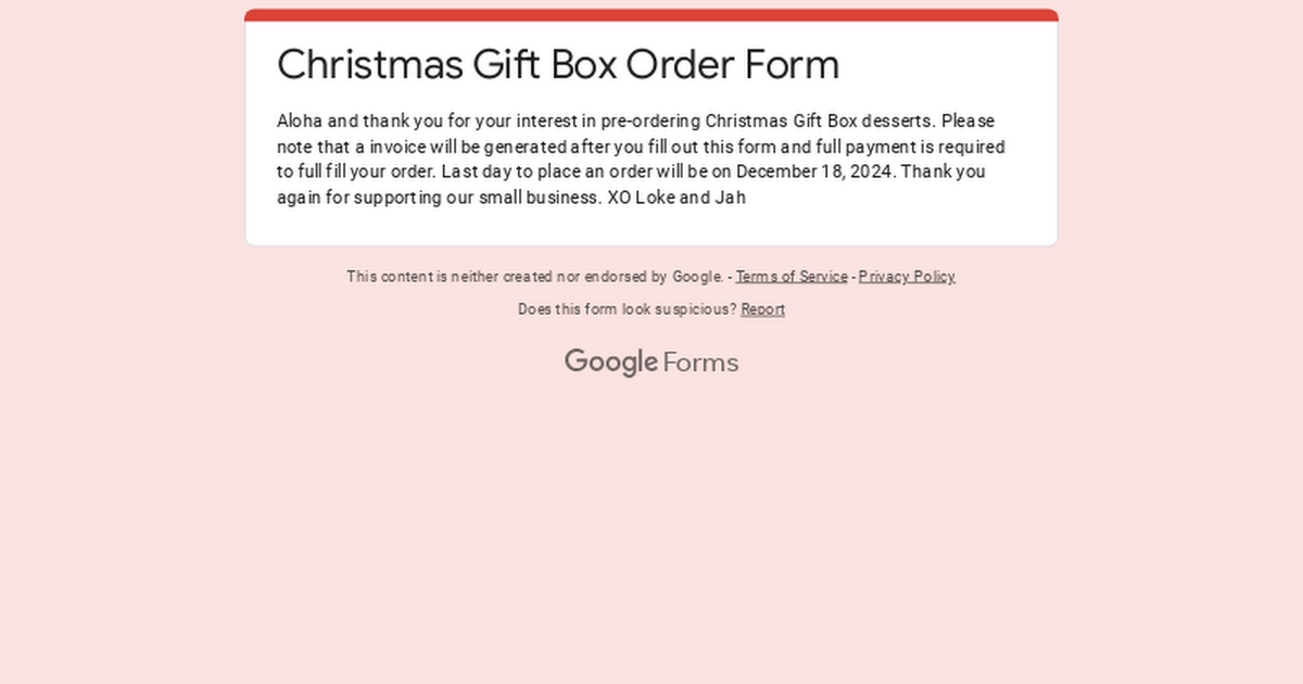 Christmas Gift Box Order Form thumbnail