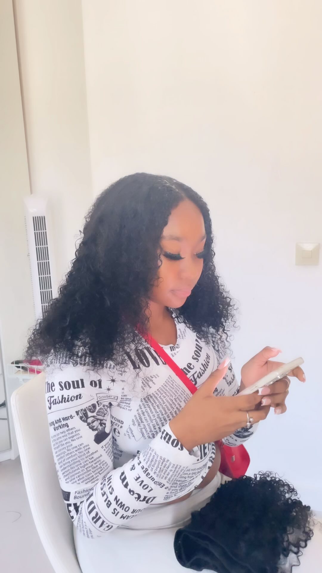 curly middle part for her bday🥂