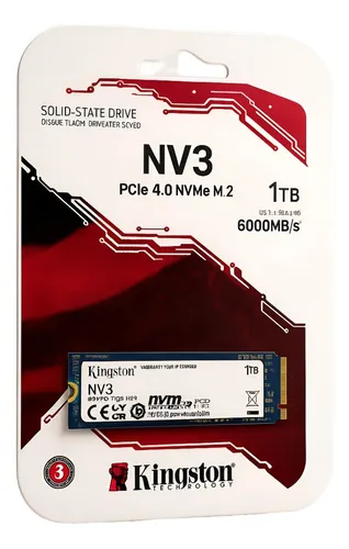 Ssd Kingston Nv3 1tb Nvme 4.0 Azul Escuro 2280 6000mb/s Snv3s/1000g thumbnail