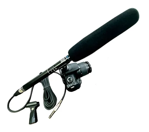 Microfone Shotgun Profissional Leson Htl81 Direcional Xlr P10 P2 Com Cachimbo Preto thumbnail