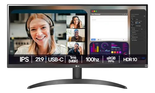 Monitor LG Ultrawide - Tela Ips De 29 , 21:9, Hdr10, Srgb 99%, 100hz - 29wq500 Preto 127/220v thumbnail