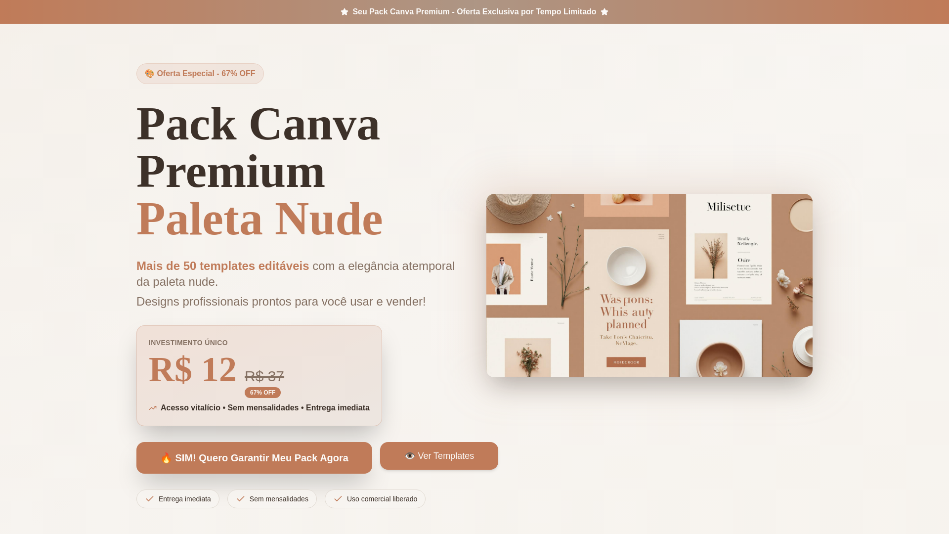 Pack Canva Paleta Nude - Templates Editáveis thumbnail