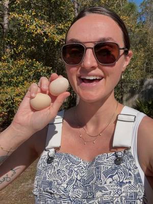 First two eggs from the new flock! 🤩  #fyp #homestead #chickens 