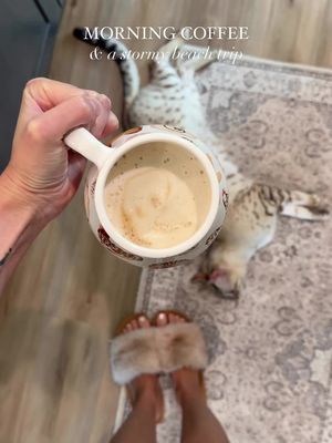 Stormy beach trips with a hot cup of coffee = the best morning ☁️☕️ These adorable coffee mugs were made by @Tauna Summe