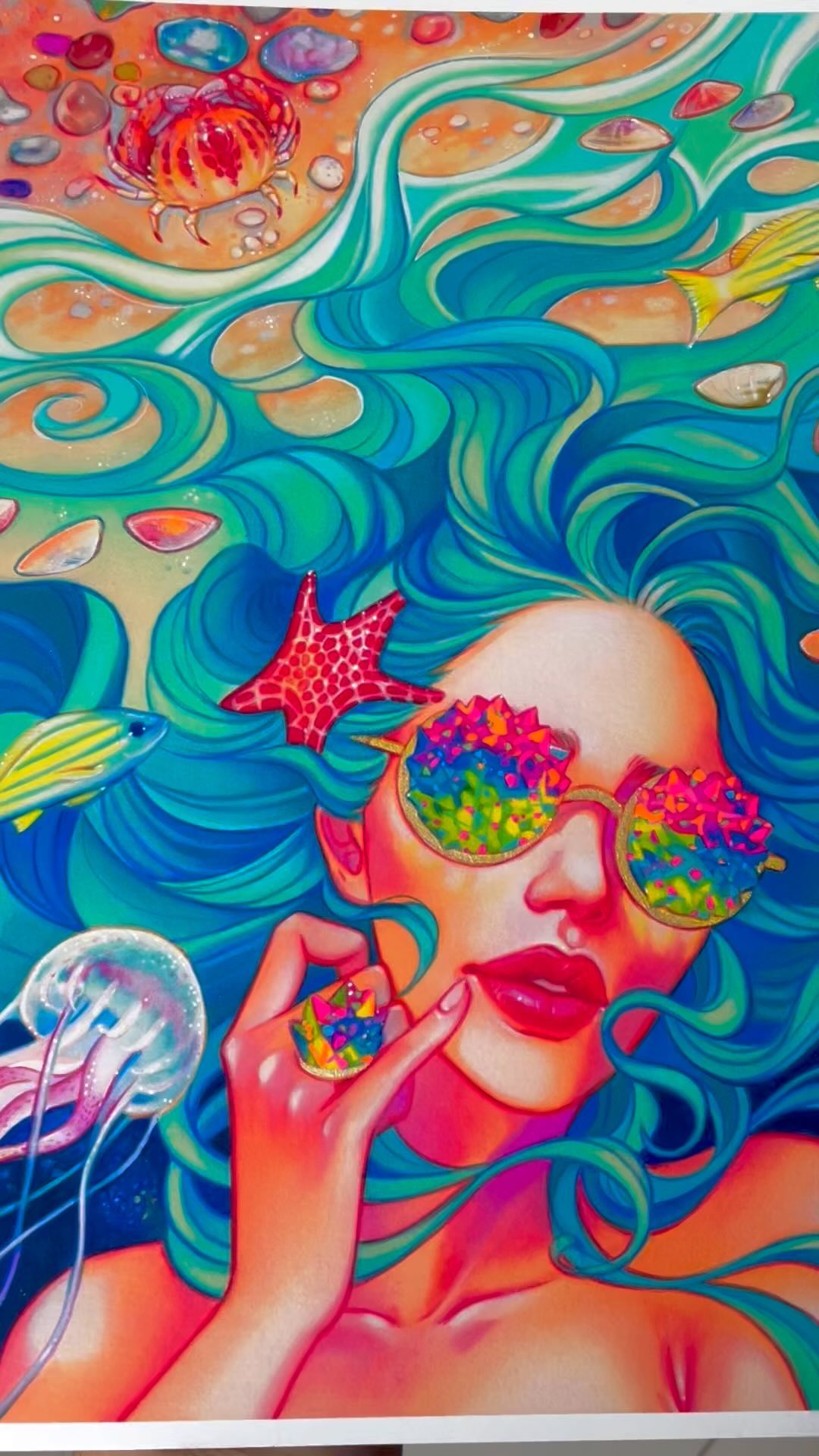 Love how the print of “Somewhere through the rainbow” turned out ! It is very colorful and the hand embellished touch up