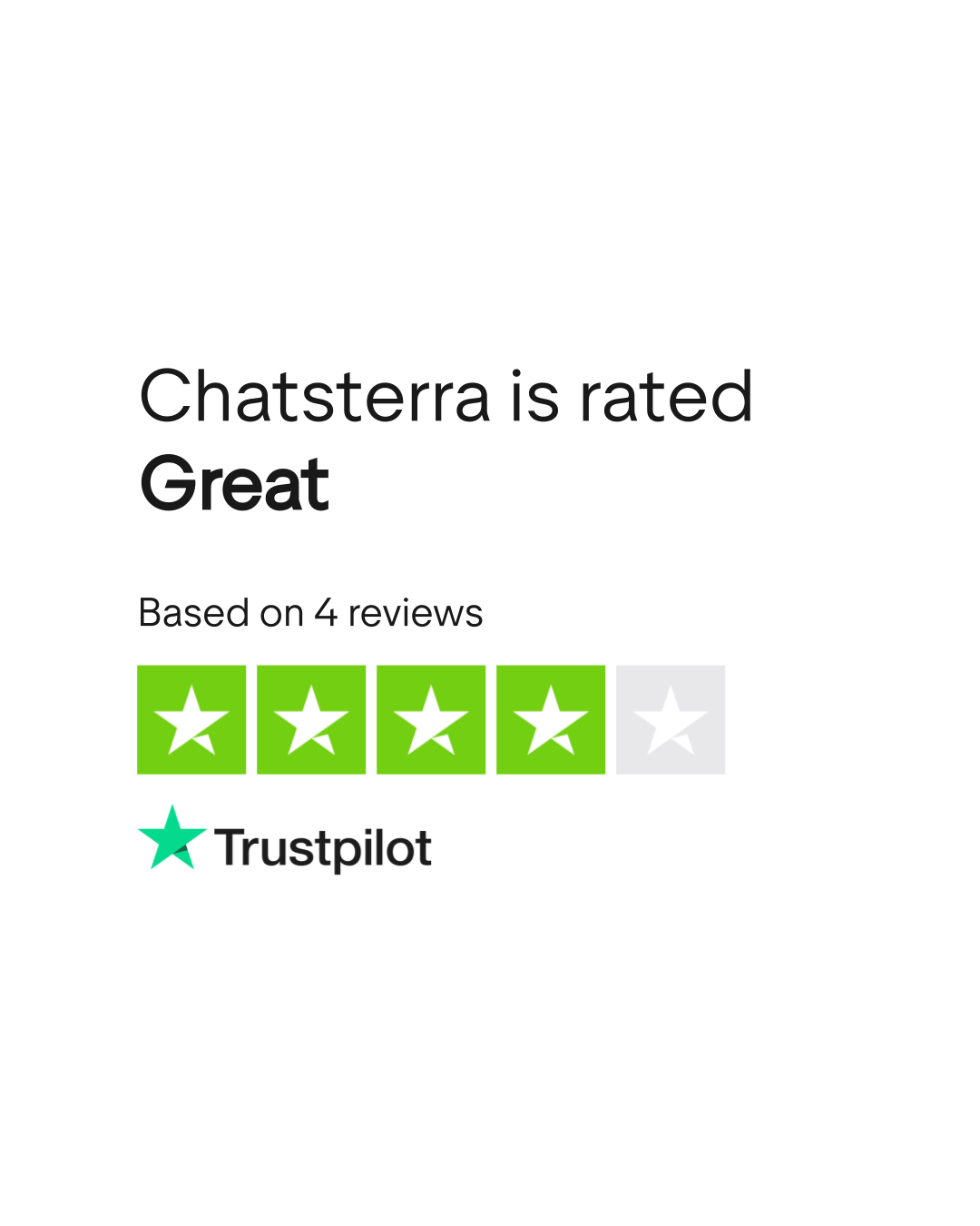 Chatsterra is rated "Great" with 4 / 5 on Trustpilot thumbnail