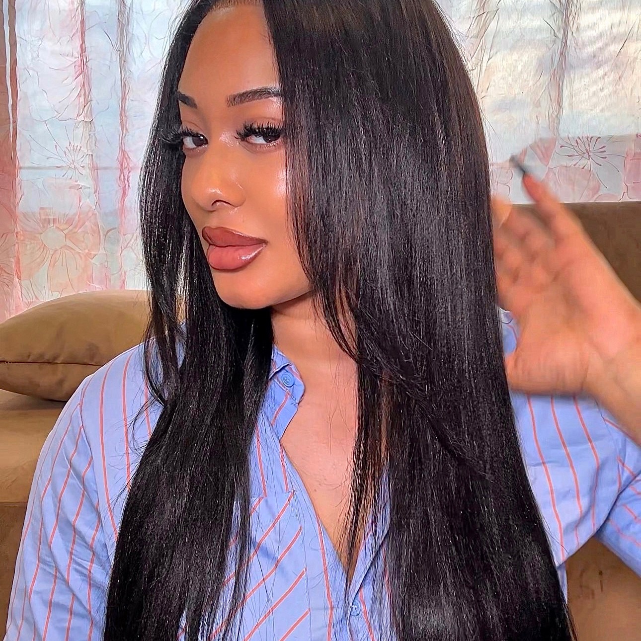Klaiyi Yaki Straight Put On and Go Glueless Lace Wigs 7x5 Bye Bye Knots Human Hair Lace Wig thumbnail