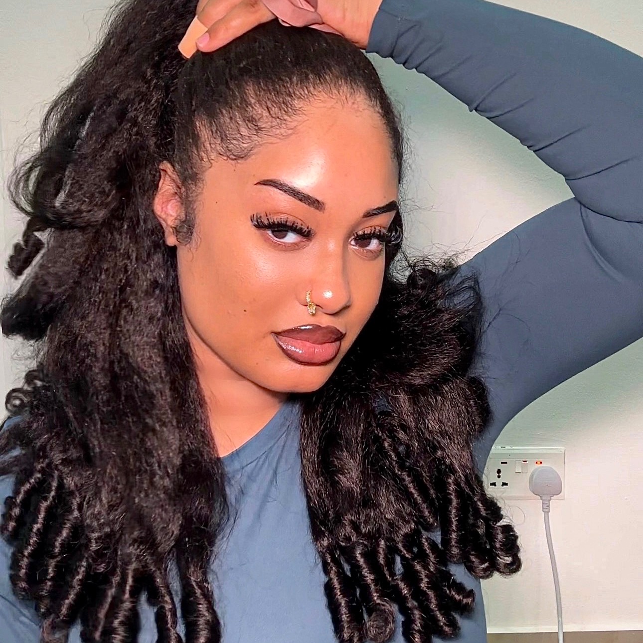 3 In 1 Half Wig Kinky Straight Glueless Install Half Wig With Spiral Curly Ends- CurlyMe Hair thumbnail