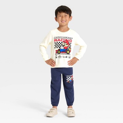 Toddler Boys' 2pc Nintendo Mario Kart Fleece Pullover and Bottom Set - Blue/Ivory thumbnail