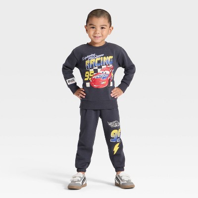 Toddler Boys 2pc Disney Cars Lightning McQueen Racing Fleece Pullover and Bottom Set - Black thumbnail