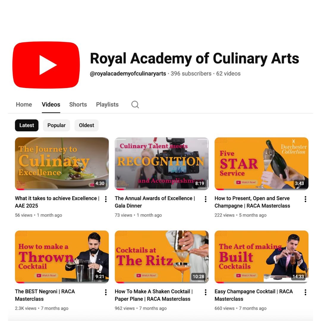 Royal Academy of Culinary Arts YouTube Channel thumbnail