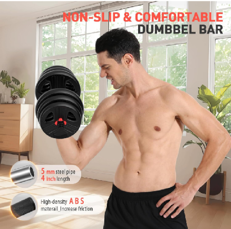 AUKEEP Adjustable Dumbbells Sets, 20/30/40/60/80lbs Free Weights Dumbbells Set of 2 Convertible To Barbell A Pair of Lightweight for Home  thumbnail